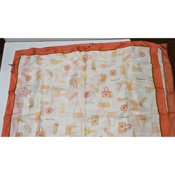 Louis Quatorze Ivory Scarf With Orange Border & Printed Handbag Design old money - Picture 5 of 7